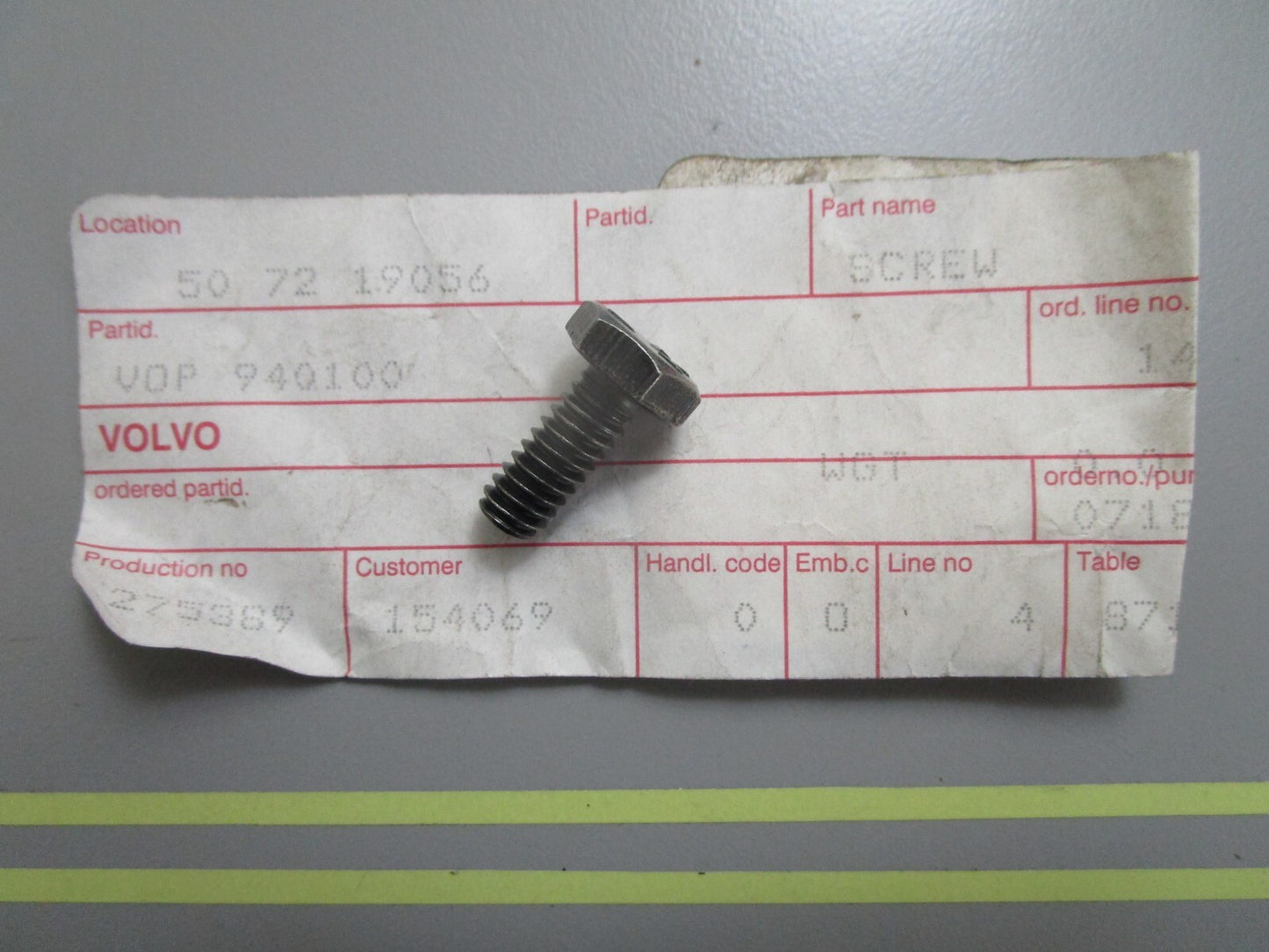 *NEW OEM* 0810 Volvo Penta Hexagon Screw 940100