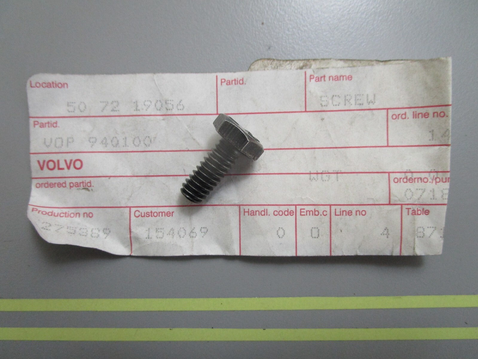 *NEW OEM* 0810 Volvo Penta Hexagon Screw 940100