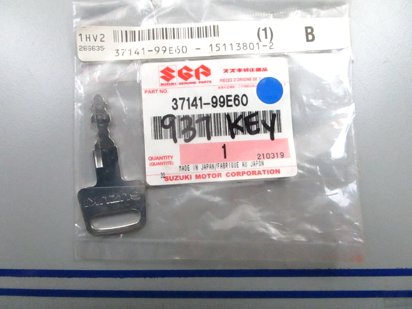 *NEW OEM* 0810 Suzuki #937 Key 37141-99E60