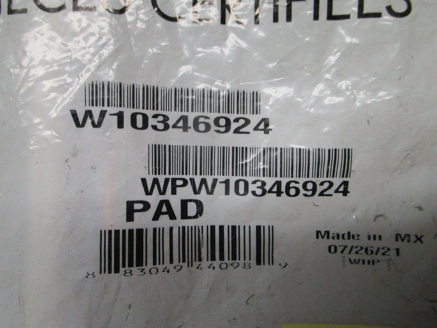 *NEW OEM* 0820 Whirlpool Refrigerator Actuator Pad W10346924