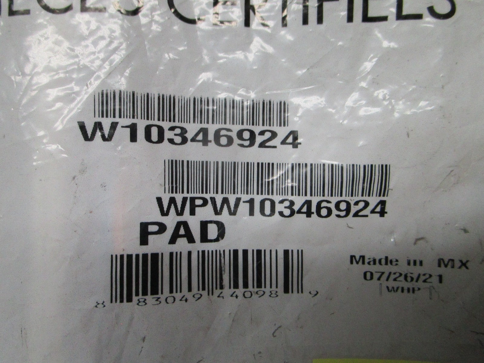 *NEW OEM* 0820 Whirlpool Refrigerator Actuator Pad W10346924