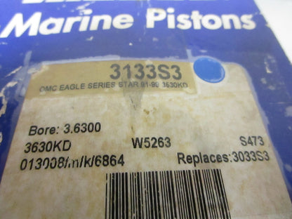 NEW 3133S3 Replaces: OMC Evinrude 3033S3 Wiseco 91'- 99' Piston & Ring Ay 0720