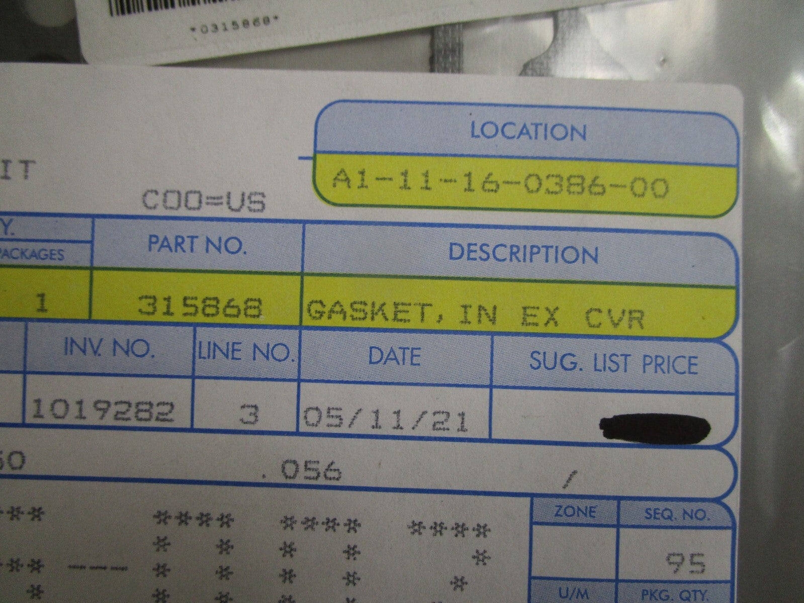 *NEW OEM* 0820 OMC Johnson Evinrude Exhaust Cover Gasket 315868 0315868