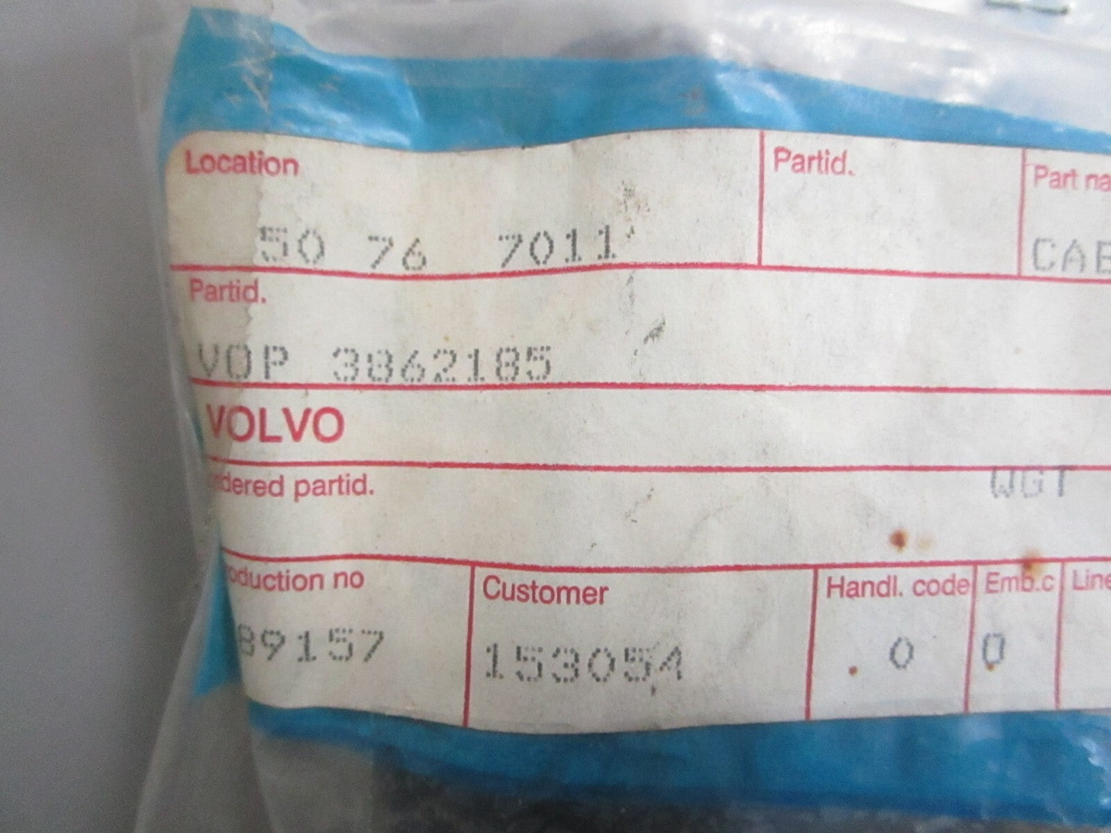 *NEW OEM* 0820 Volvo Penta Cable Kit 3862185