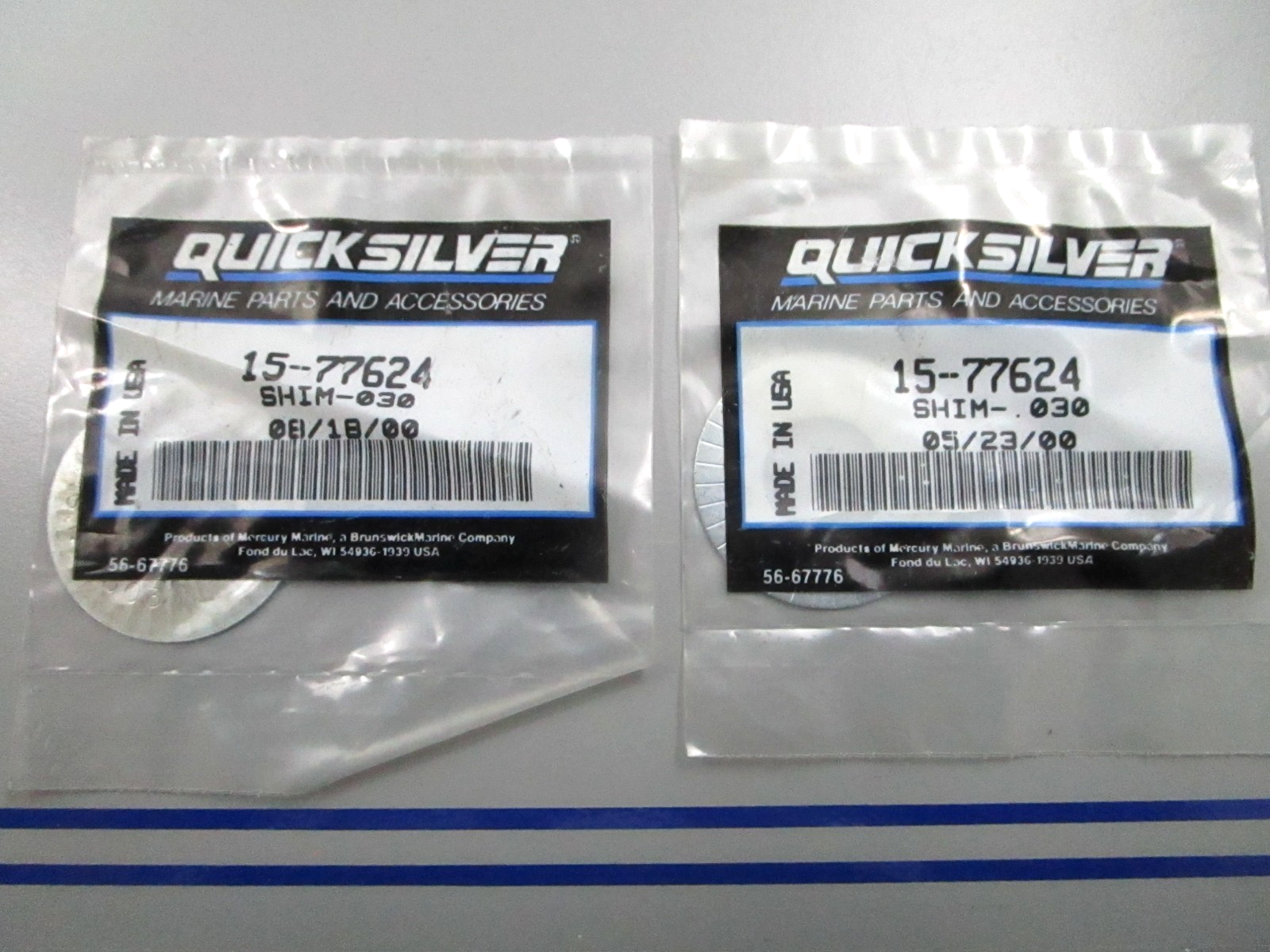 *NEW OEM* (LOT OF 2) 0810 Mercury Quicksilver .030 Shim 15-77624