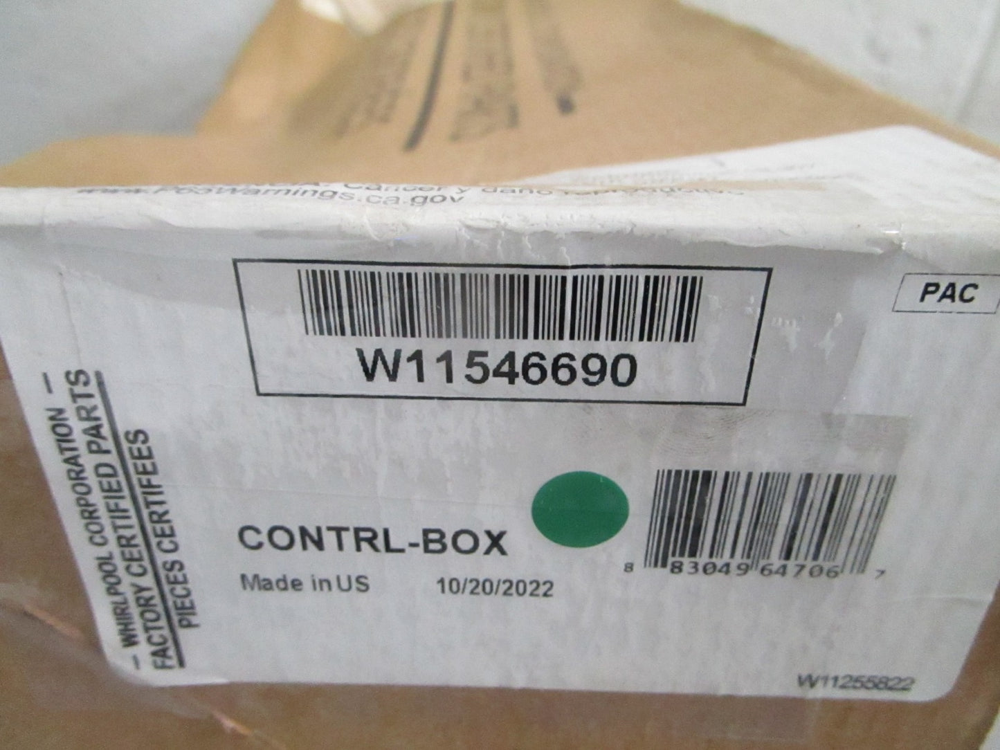 NEW OEM W11546690 Whirlpool Control Box 0820