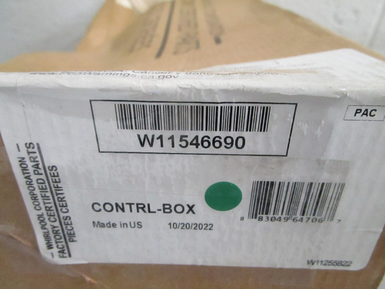 NEW OEM W11546690 Whirlpool Control Box 0820