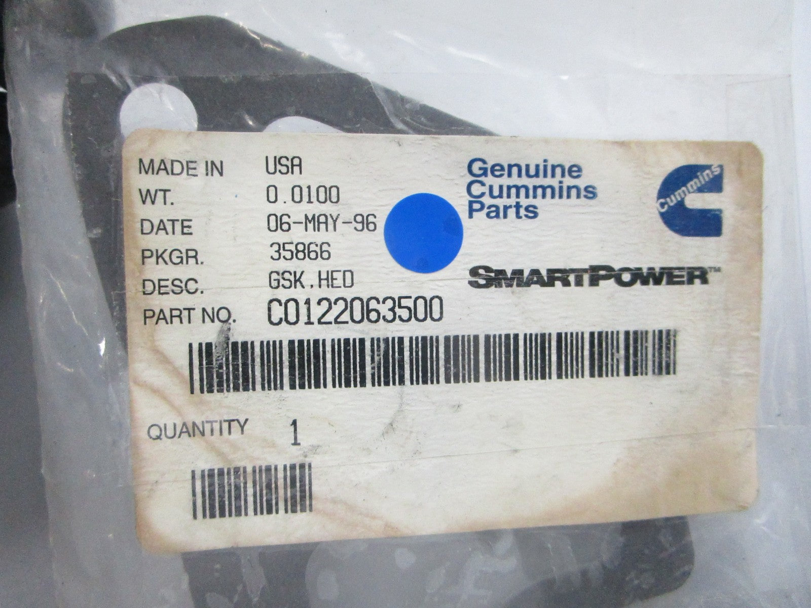 NEW OEM C0122063500 Cummins Head Gasket 0810