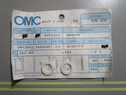 *NEW OEM* (LOT OF 2) 0810 OMC Johnson Evinrude Washer 3852105