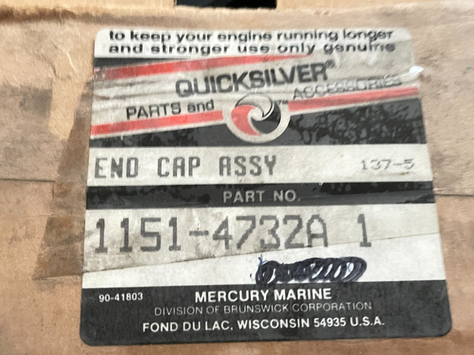 *NEW OEM* 0720 Mercury Quicksilver End Cap Assembly 1151-4732A1