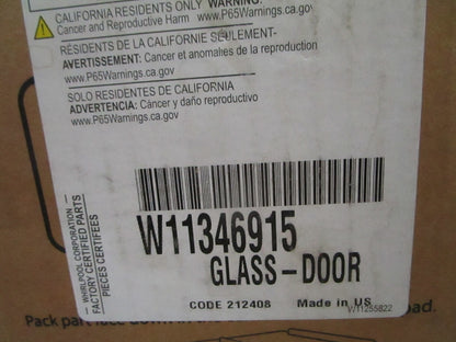 NEW OEM W11346915 Whirlpool Glass Door Assy 0820