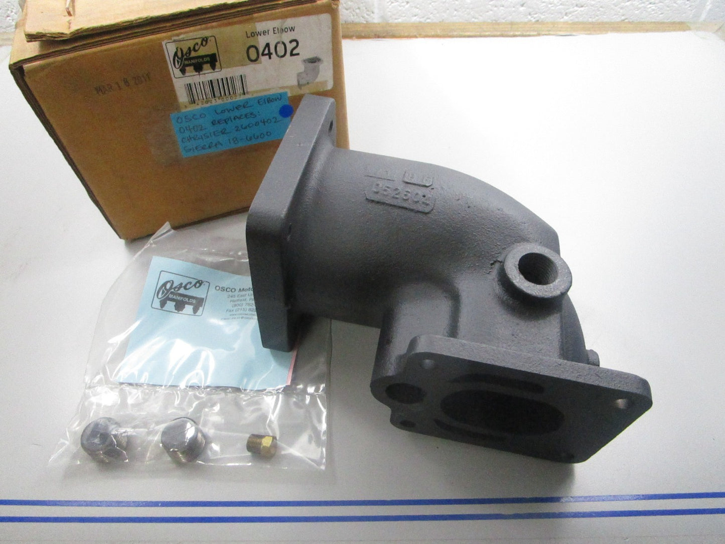 NEW 0402 Replaces: Chrysler 2600402 Sierra 18-6600 Osco Lower Elbow 0810