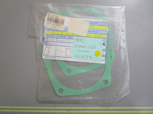 *NEW OEM* (LOT OF 2) 0770 OMC Johnson Evinrude Green .003 Shim 911678 0911678