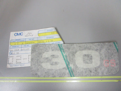 *NEW OEM* 0810 OMC Johnson Evinrude 3.0 GS Decal 3850476