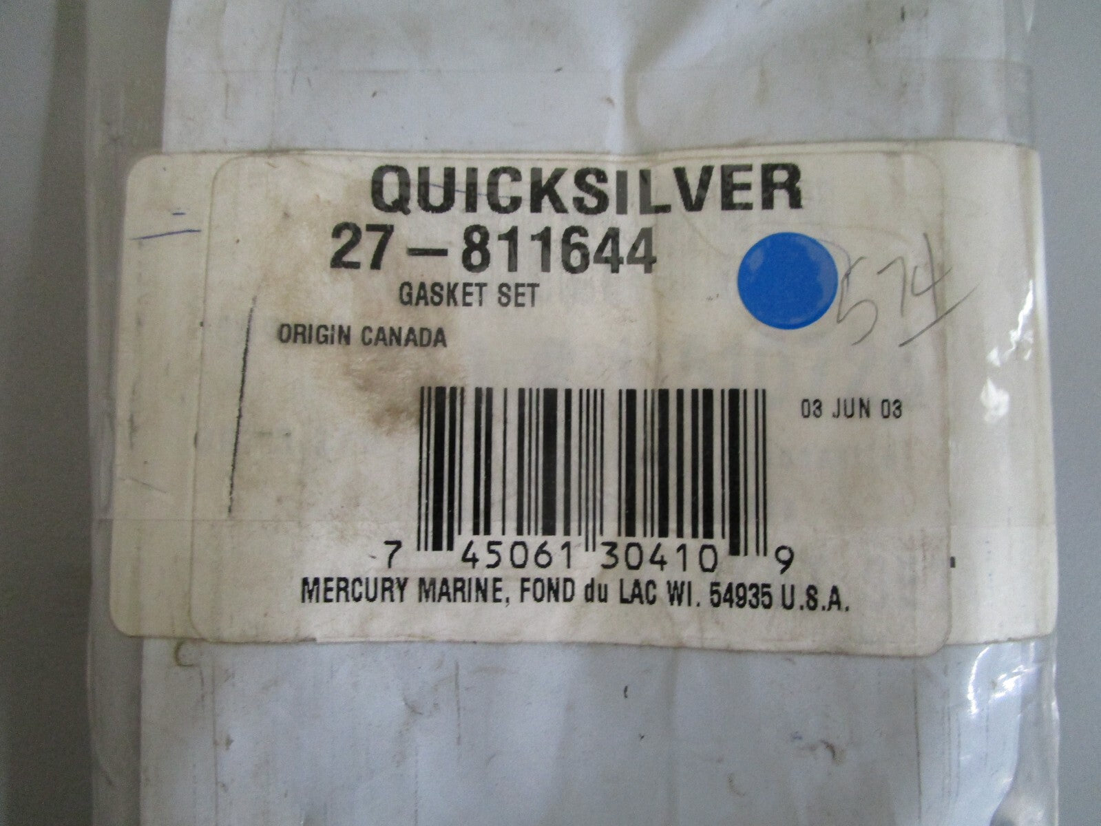 *NEW OEM* 0820 Mercury Quicksilver Gasket Set 27-811644