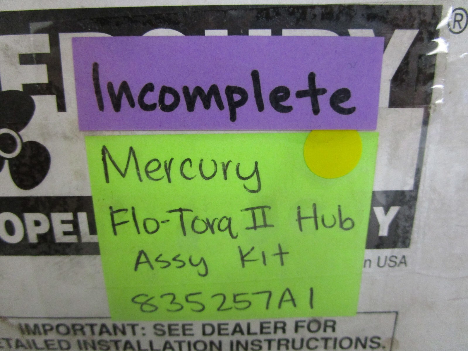 *NEW OEM* 0820 Mercury Flo-Torq II Hub Assy Kit 835257A1
