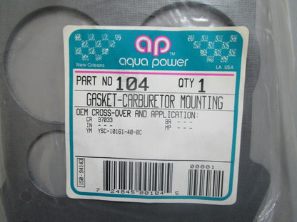 *NEW* 0810 Aqua Power Carburetor Mounting Gasket 104