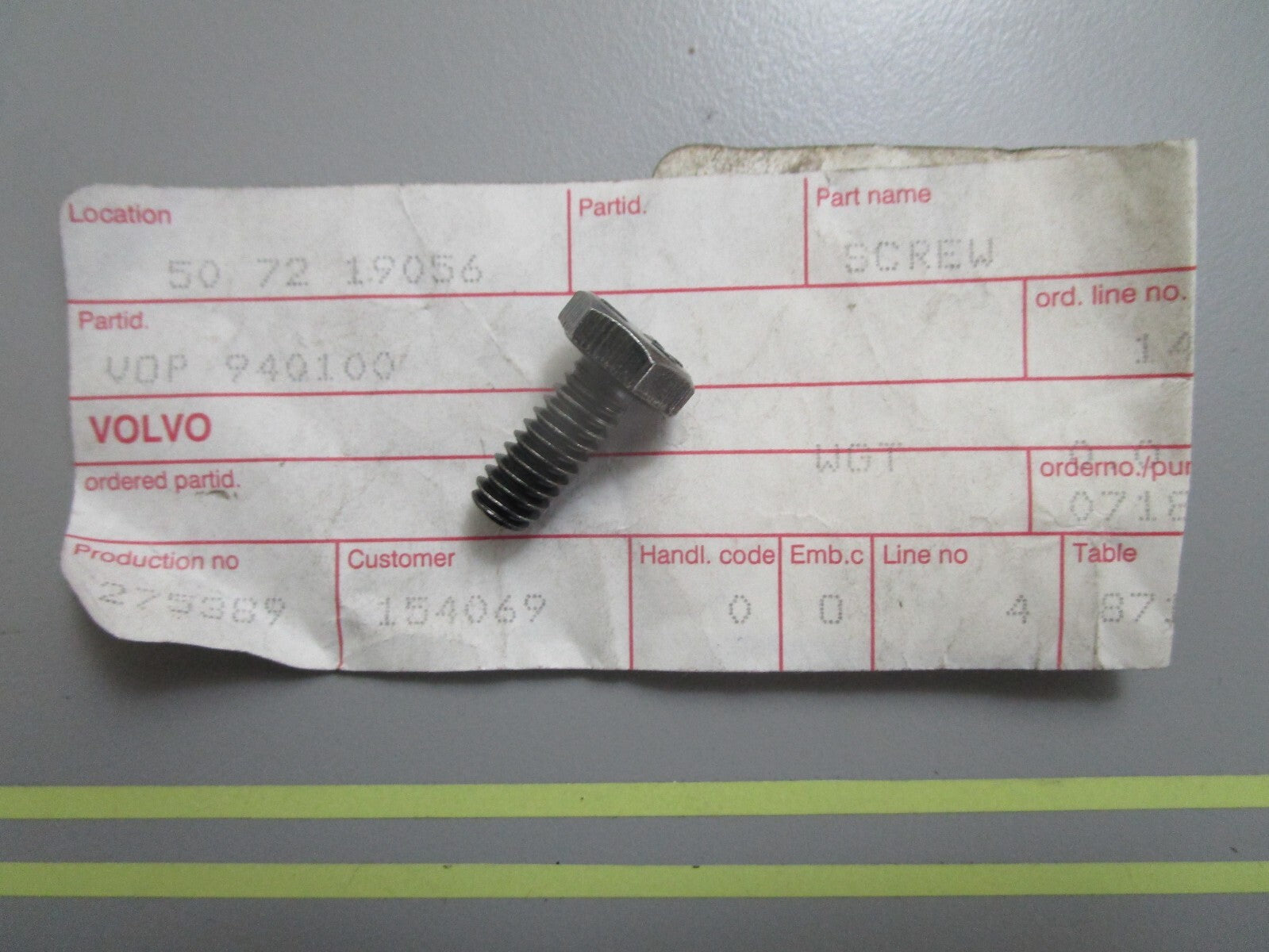 *NEW OEM* 0810 Volvo Penta Hexagon Screw 940100