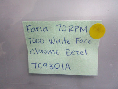 *NEW* 0820 Faria 70RPM 7000 White Face Chrome Bezel Tachometer TC9801A