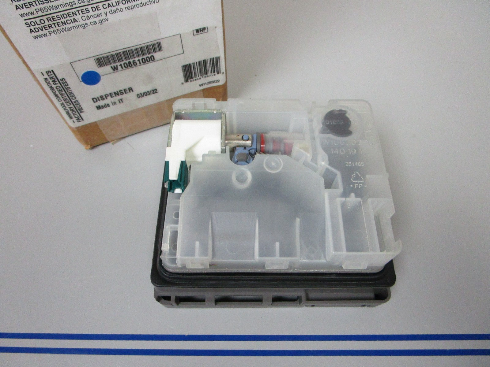 NEW OEM W10861000 Whirlpool Dishwasher Detergent Dispenser 0720