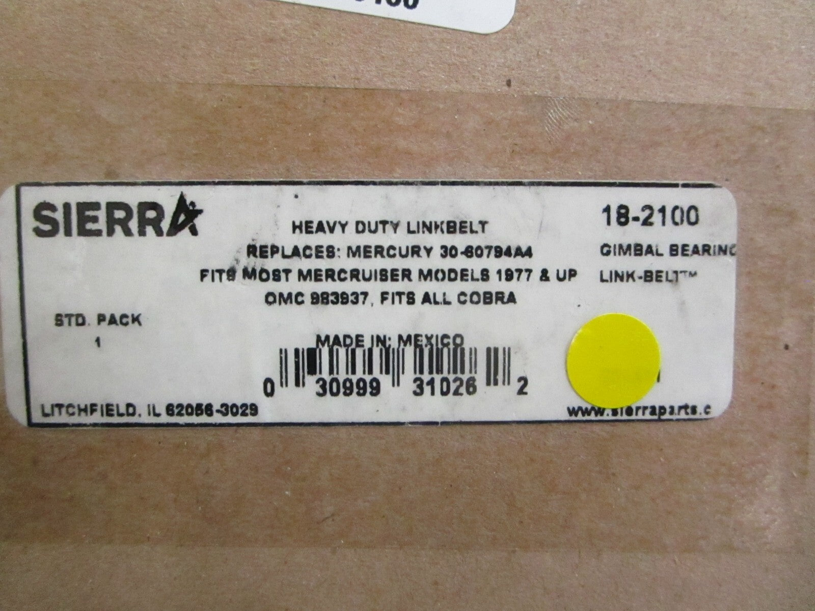 *NEW* 0820 Sierra Gimbal Bearing 18-2100 Replaces: 30-60794A4