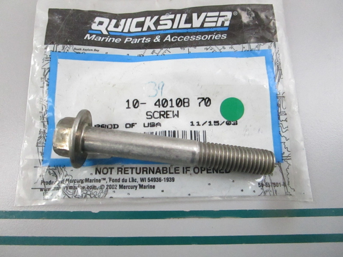 NEW OEM 10-40108 70 Mercury Quicksilver Screw 0810