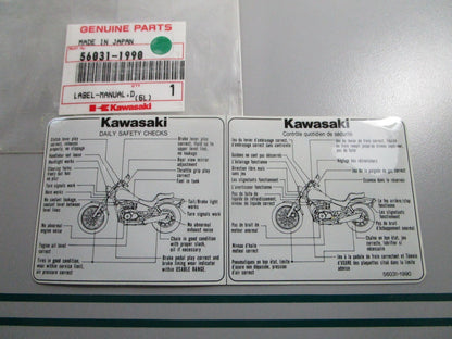 NEW OEM 56031-1990 Kawasaki Manual Label 0810