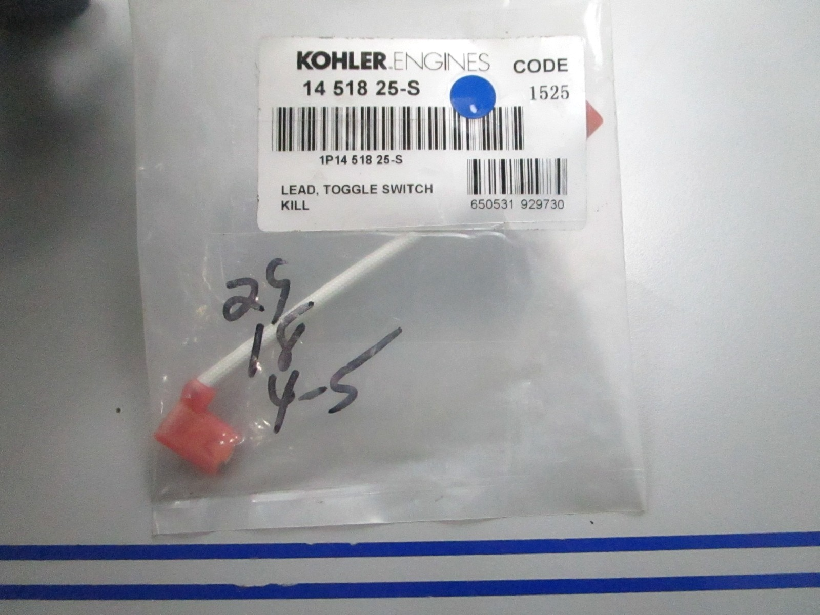 NEW OEM Kohler 14 518 25-S Toggle Switch Lead 0810