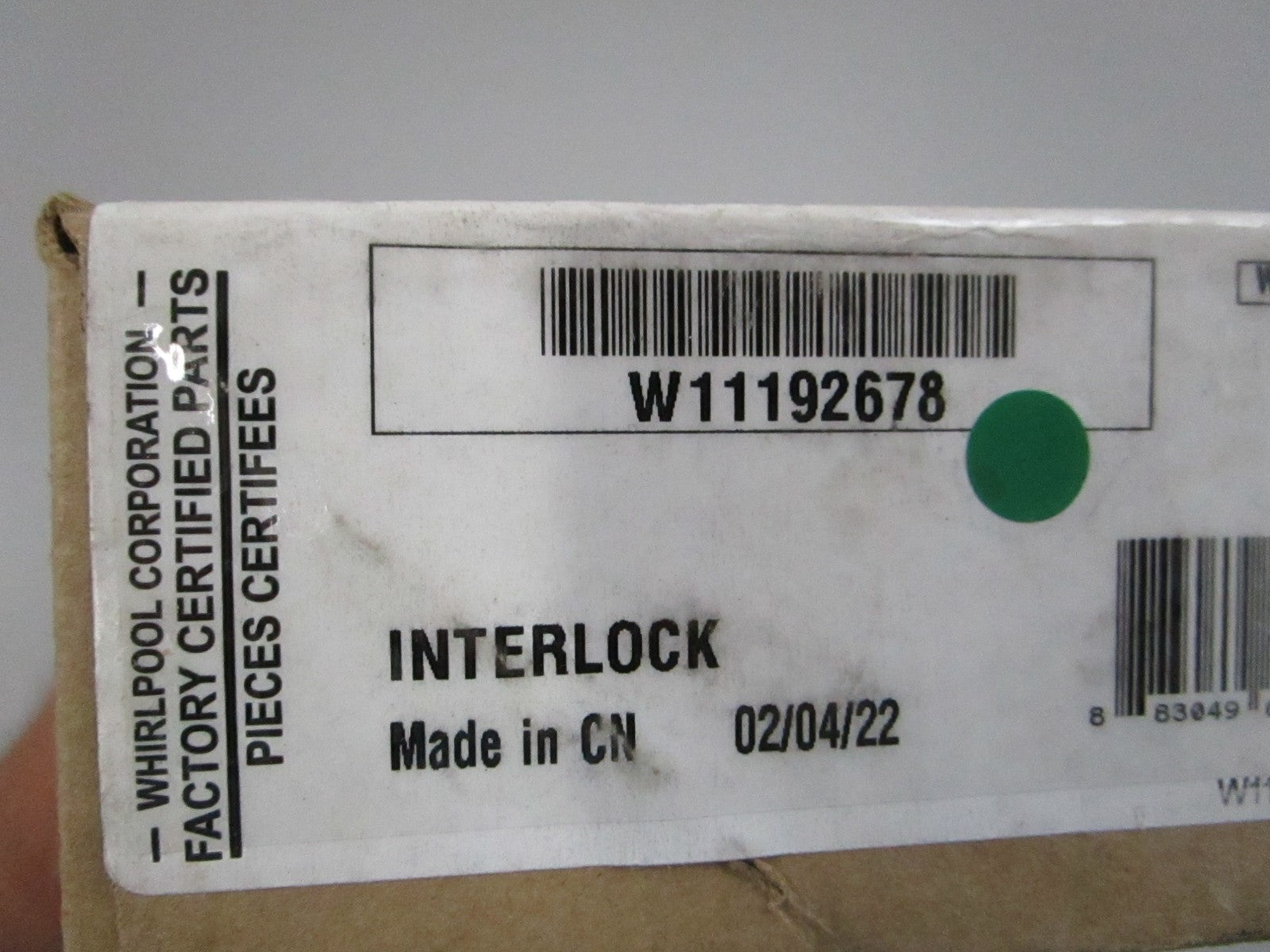 Whirlpool NEW OEM Microwave Door Interlock Switch W11192678 NOS 0810