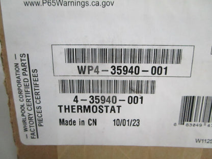 NEW OEM WP4-35940-001 Whirlpool Thermostat 0820