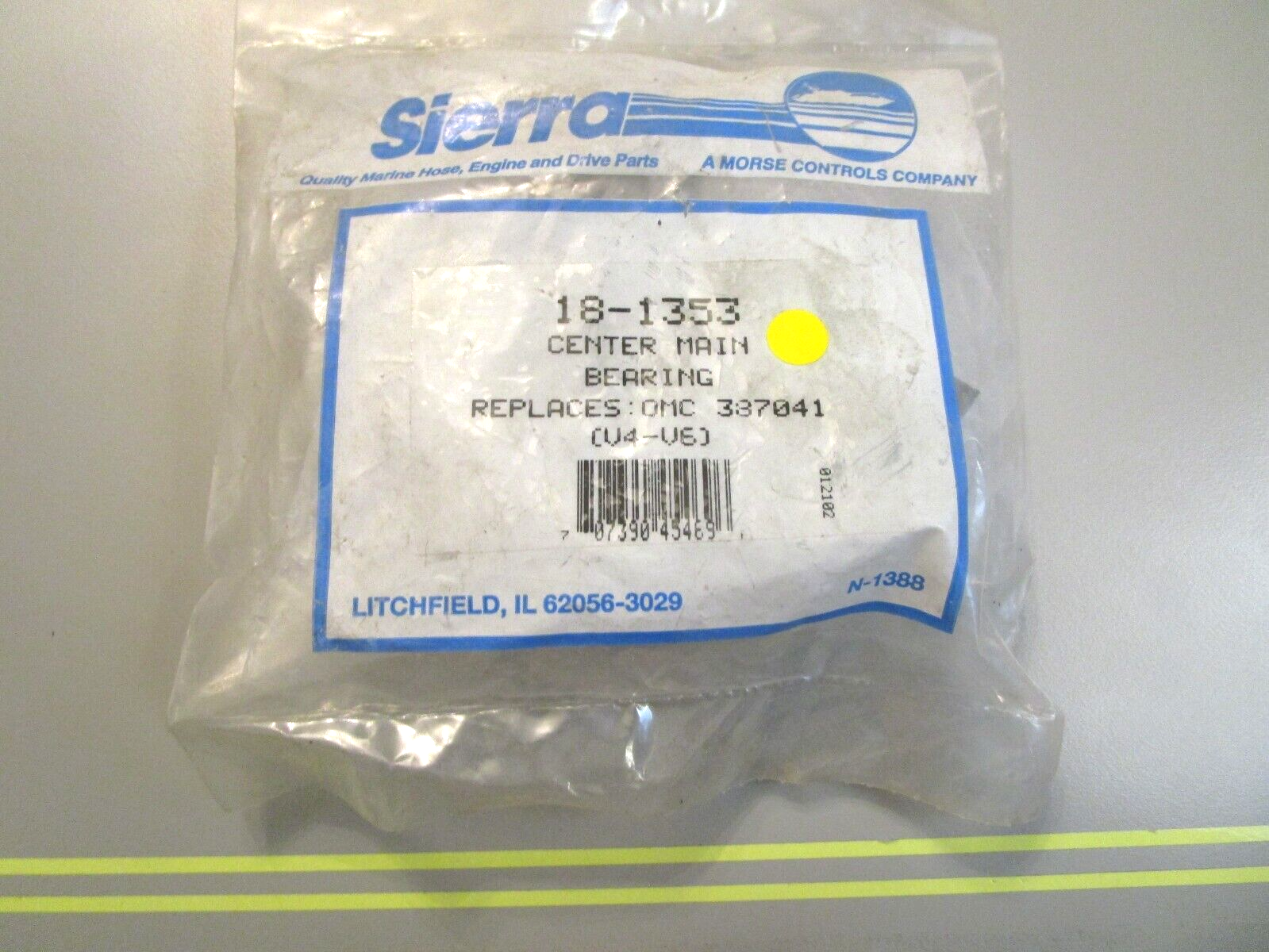 *NEW* 0750 Sierra CENTER MAIN BEARING 18-1353 Replaces OMC (V4-V6) 387041