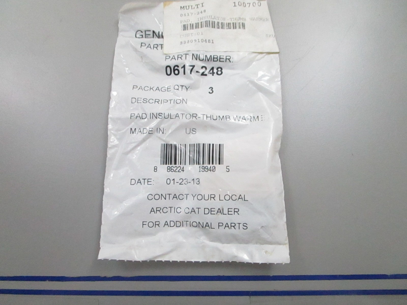 *NEW OEM* (LOT OF 3) 0810 Arctic Cat Thumb Warmer Insulator Pad 0617-248