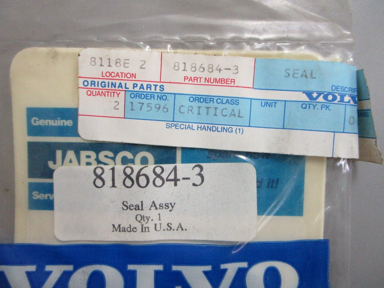 *NEW OEM* 0820 Volvo Penta Seal 818684