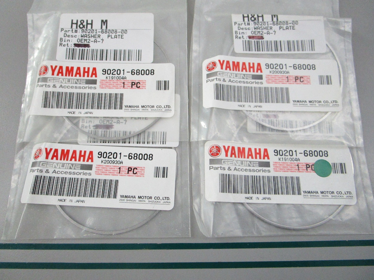 NEW OEM (LOT OF 4) 90201-68008-00 Yamaha Plate Washer 0810