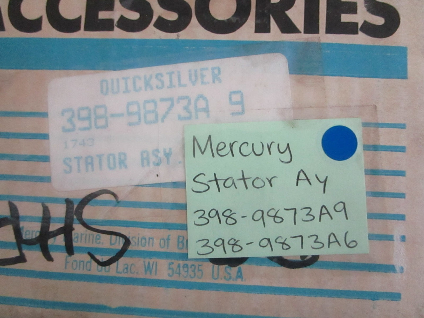 *NEW OEM* 0820 Mercury Quicksilver Stator Ay 398-9873A9 398-9873A6
