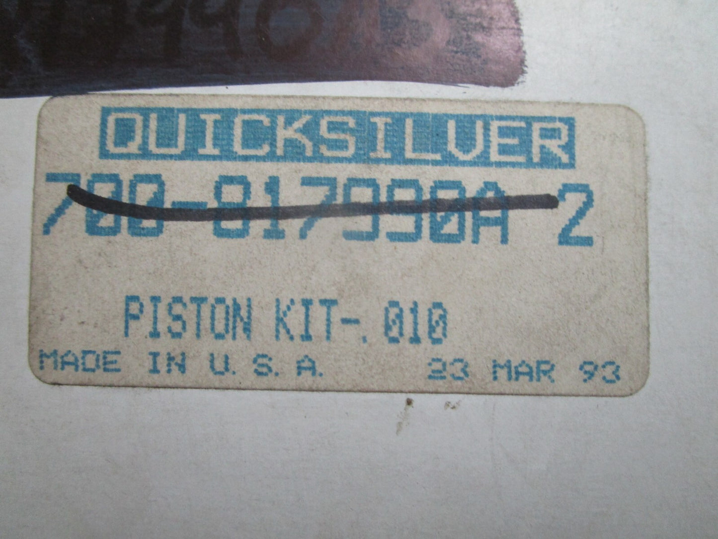 *NEW OEM* 0820 Mercury Quicksilver .010 Piston 700-817990A2