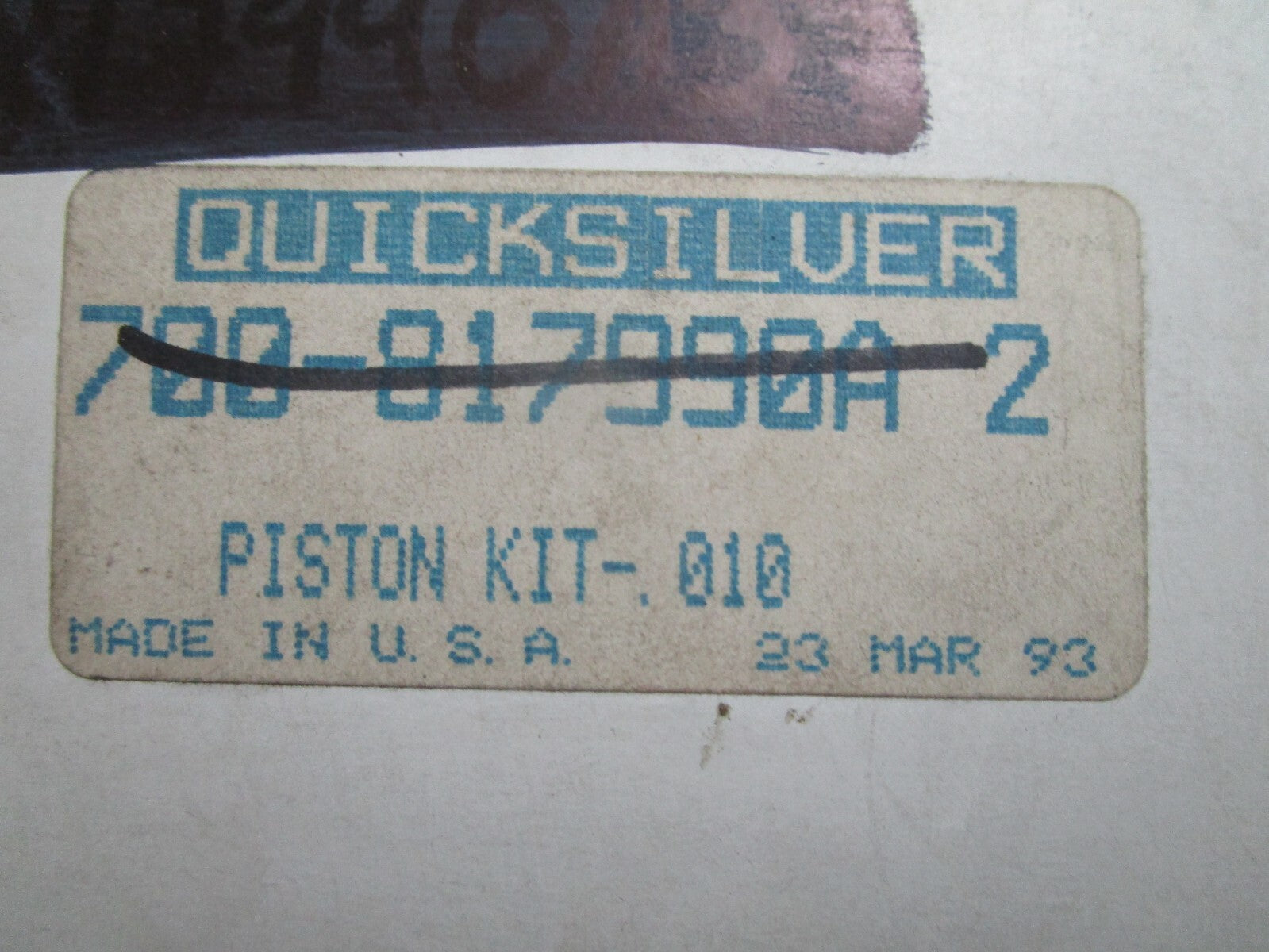 *NEW OEM* 0820 Mercury Quicksilver .010 Piston 700-817990A2