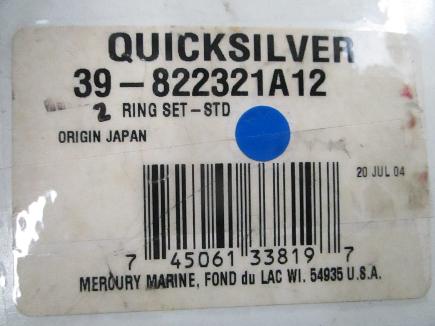 *NEW OEM* 0810 Mercury Quicksilver 2 Piston Ring Set 39-822321A12