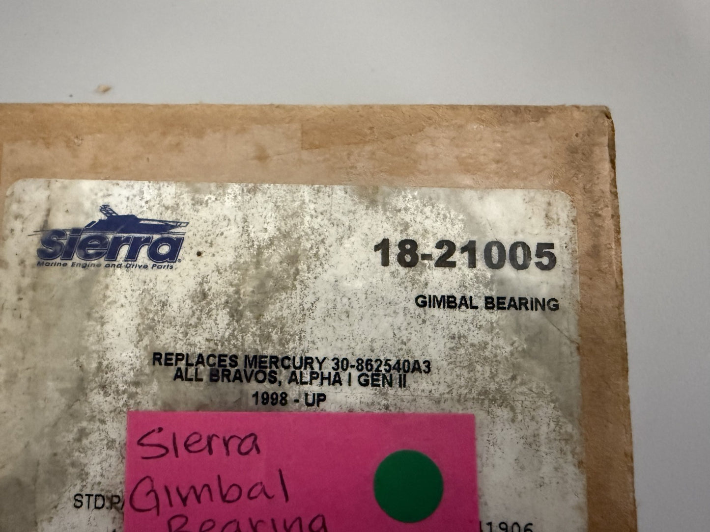 NEW 18-21005 Sierra Gimbal Bearing Rep: 30-862540A3 Mercury 0820