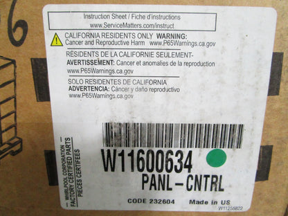 Whirlpool NEW OEM Oven Control Panel W11600634 KitchenAid KOCE500 NOS 0820