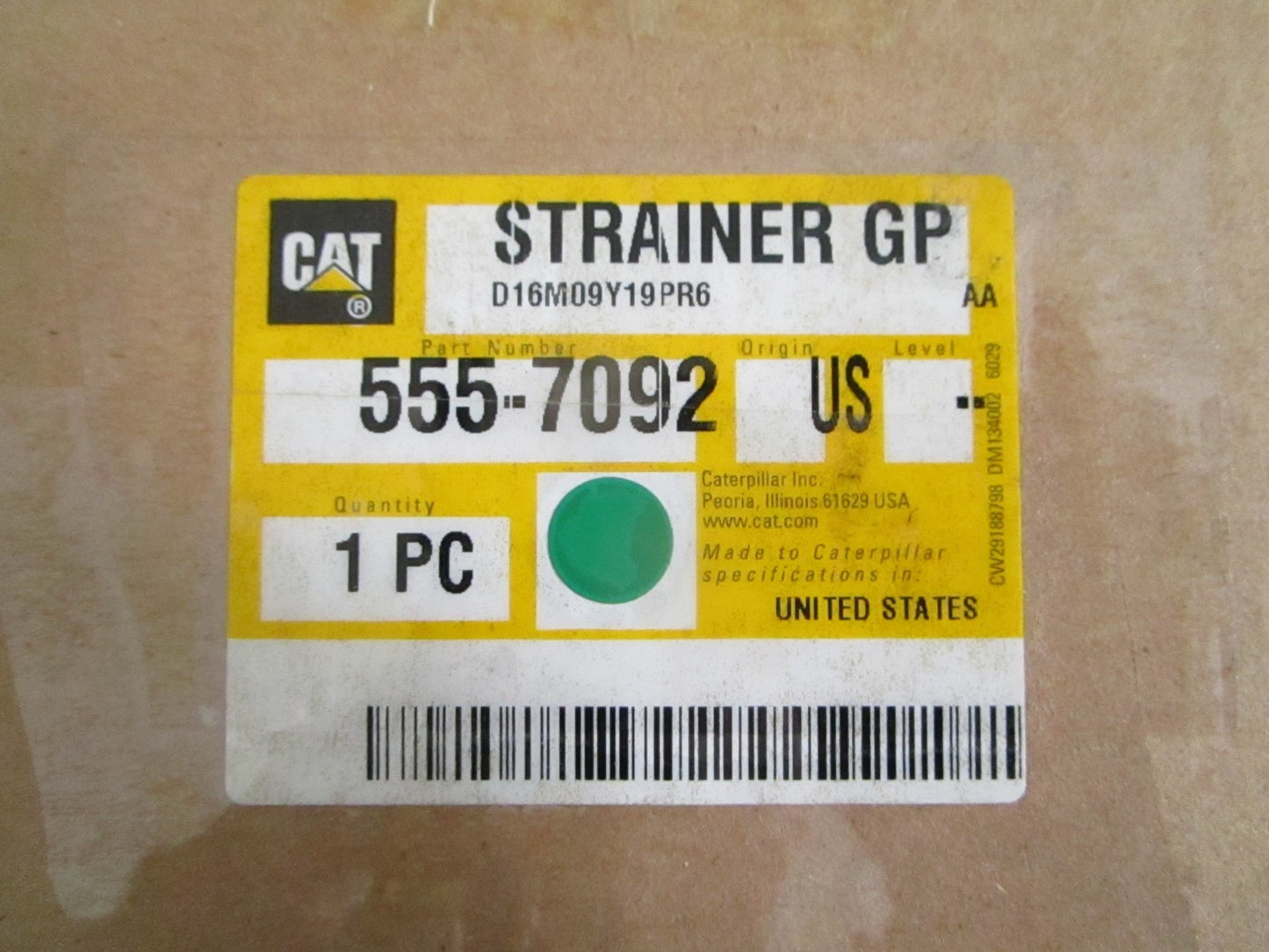 Caterpillar 555-7092 NEW OEM Strainer CAT Heavy Equipment Genuine Factory 0820