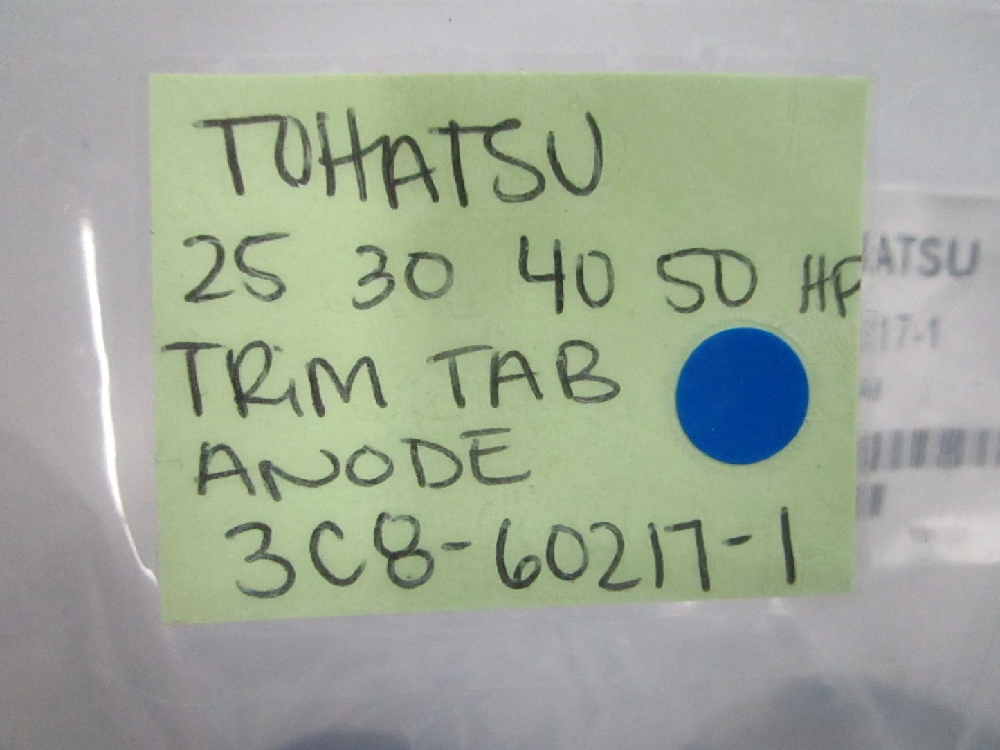 *NEW OEM* 0810 Tohatsu 25 30 40 50 HP Trim Tab Anode 3C8-60217-1 3C8602171