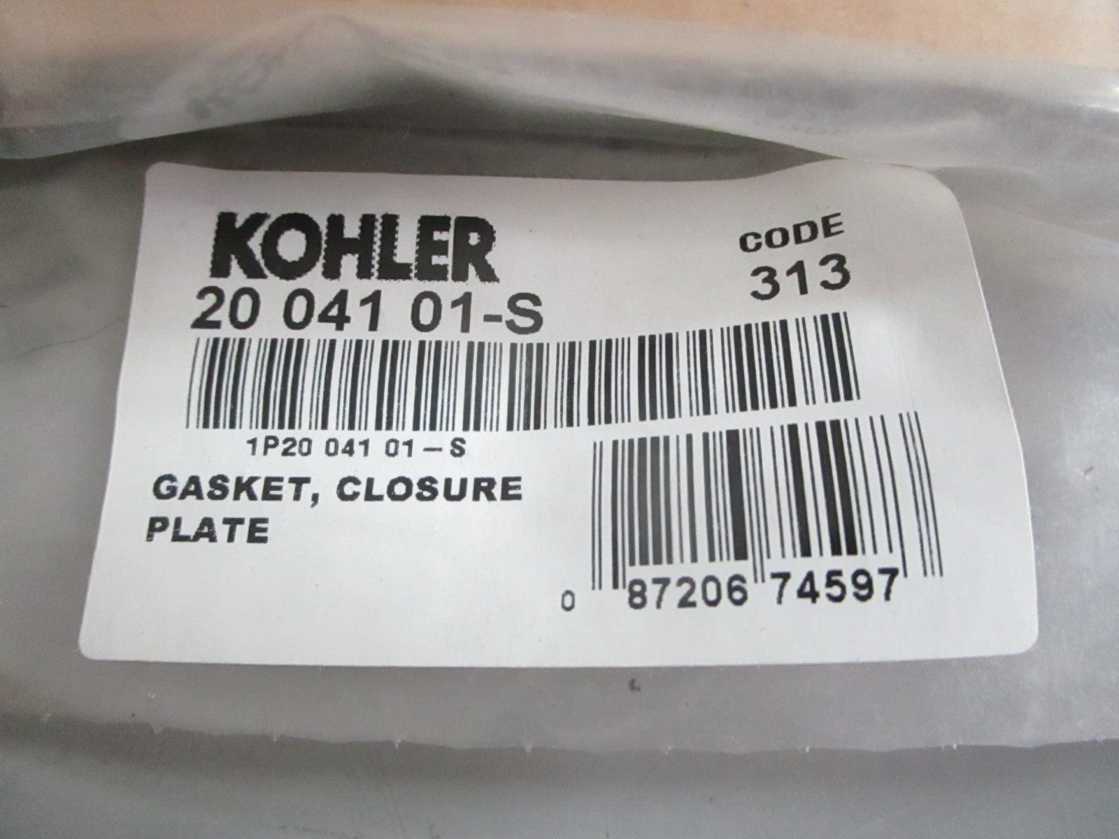 NEW OEM 20 041 01-S Kohler Closure Plate Gasket 0820