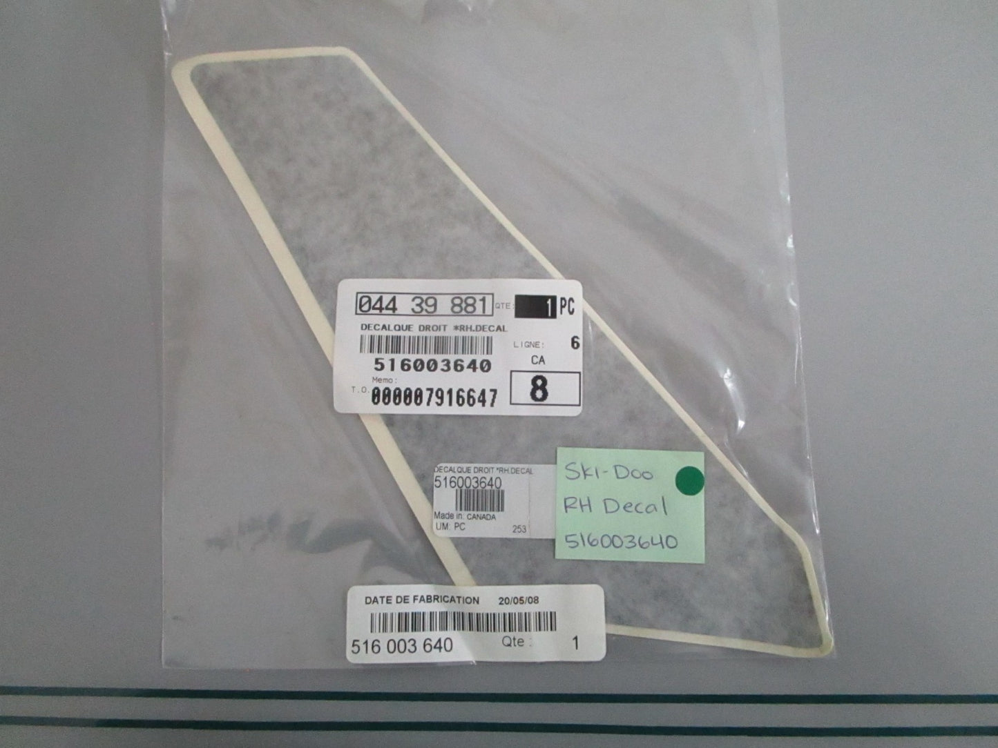 NEW OEM 516003640 Ski-Doo RH Decal 0820