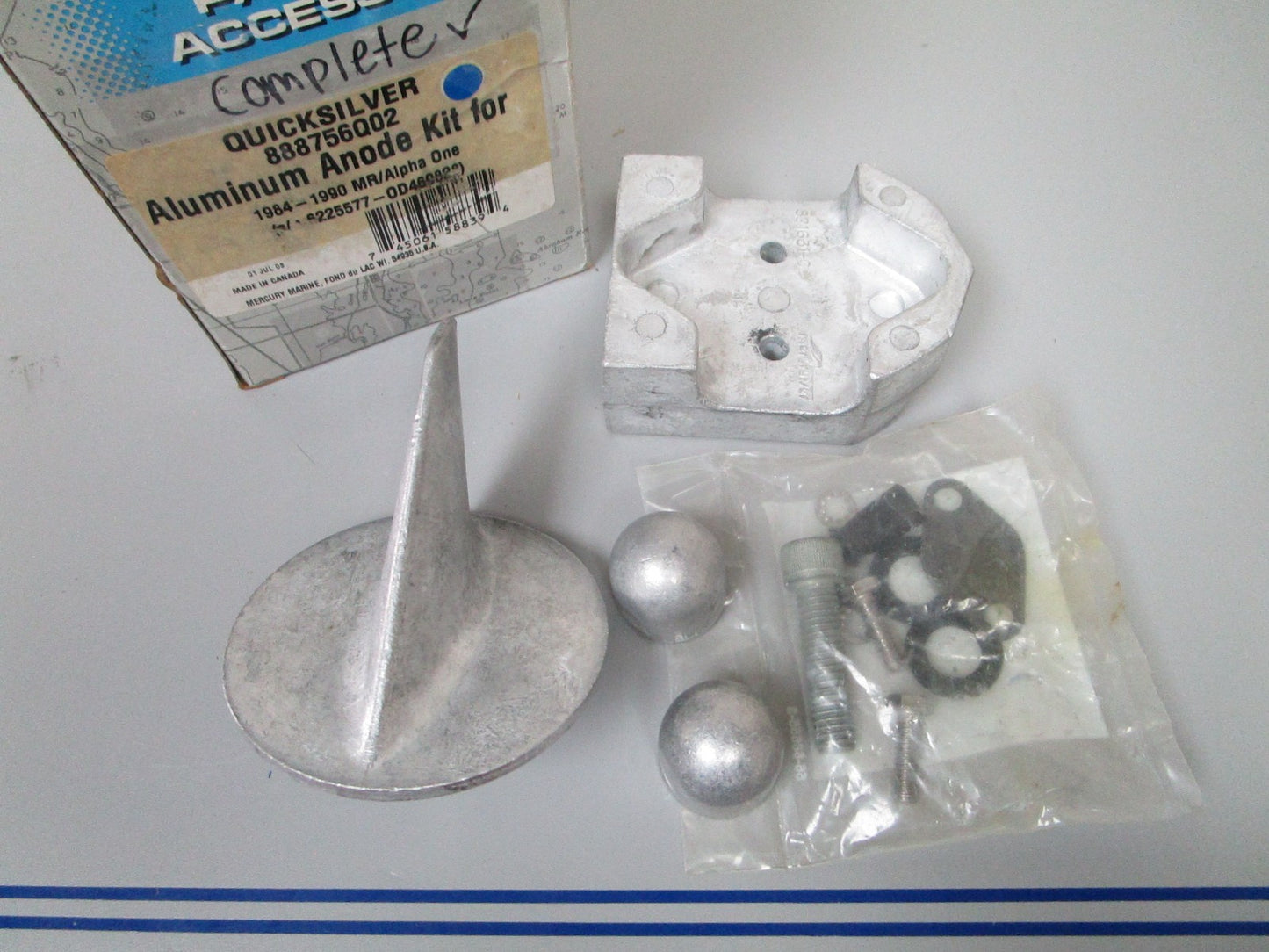 NEW OEM 888756Q02 Mercury Quicksilver Mercruiser Alpha I Aluminum Anode Kit 0720