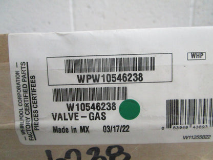 NEW OEM W10546238 WPW10546238 Whirlpool Gas Valve 0820