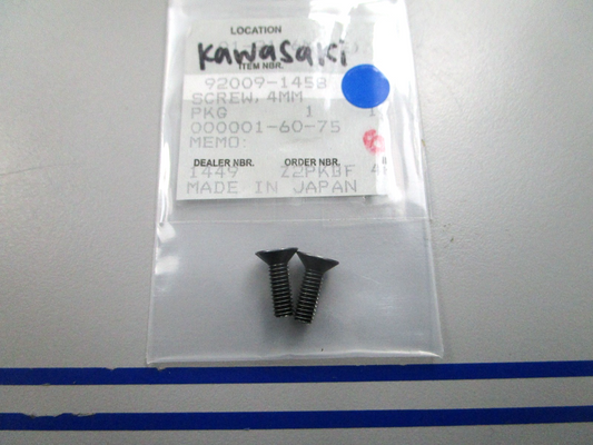 NEW OEM (LOT OF 2) Kawasaki 92009-1458 4mm Screw 0810