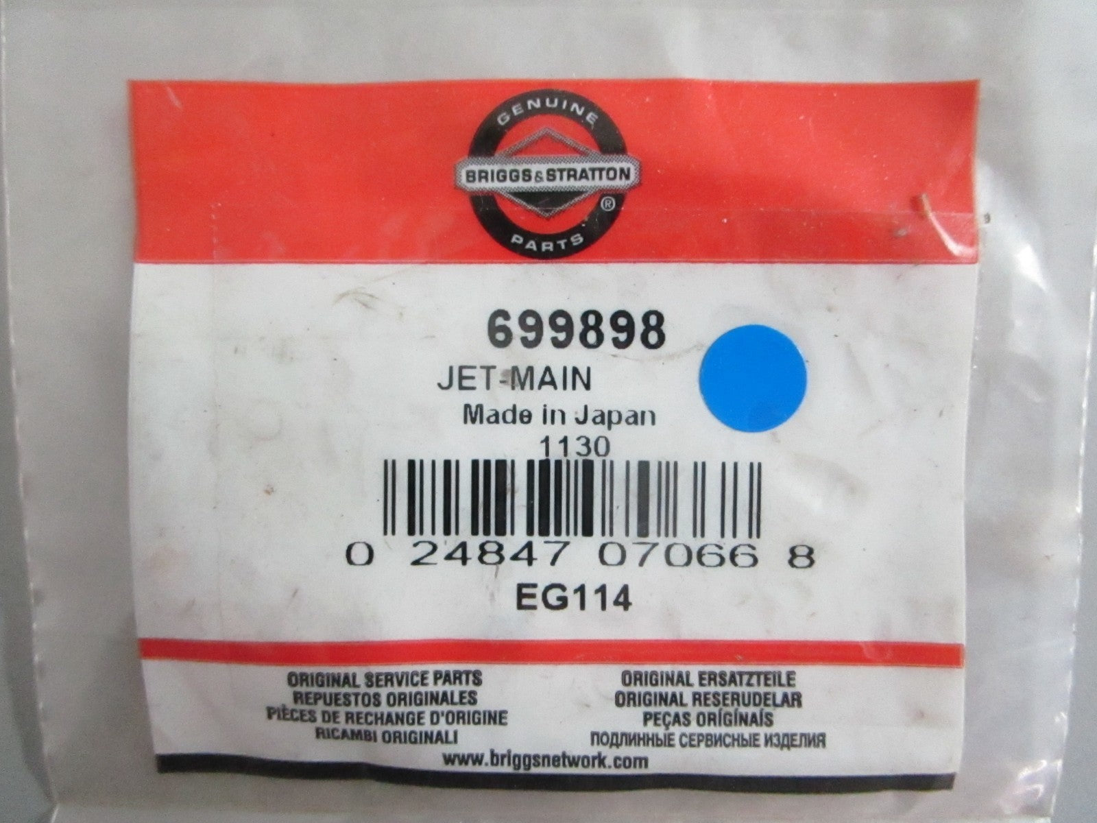 NEW OEM 699898 Briggs & Stratton Main Jet 0820