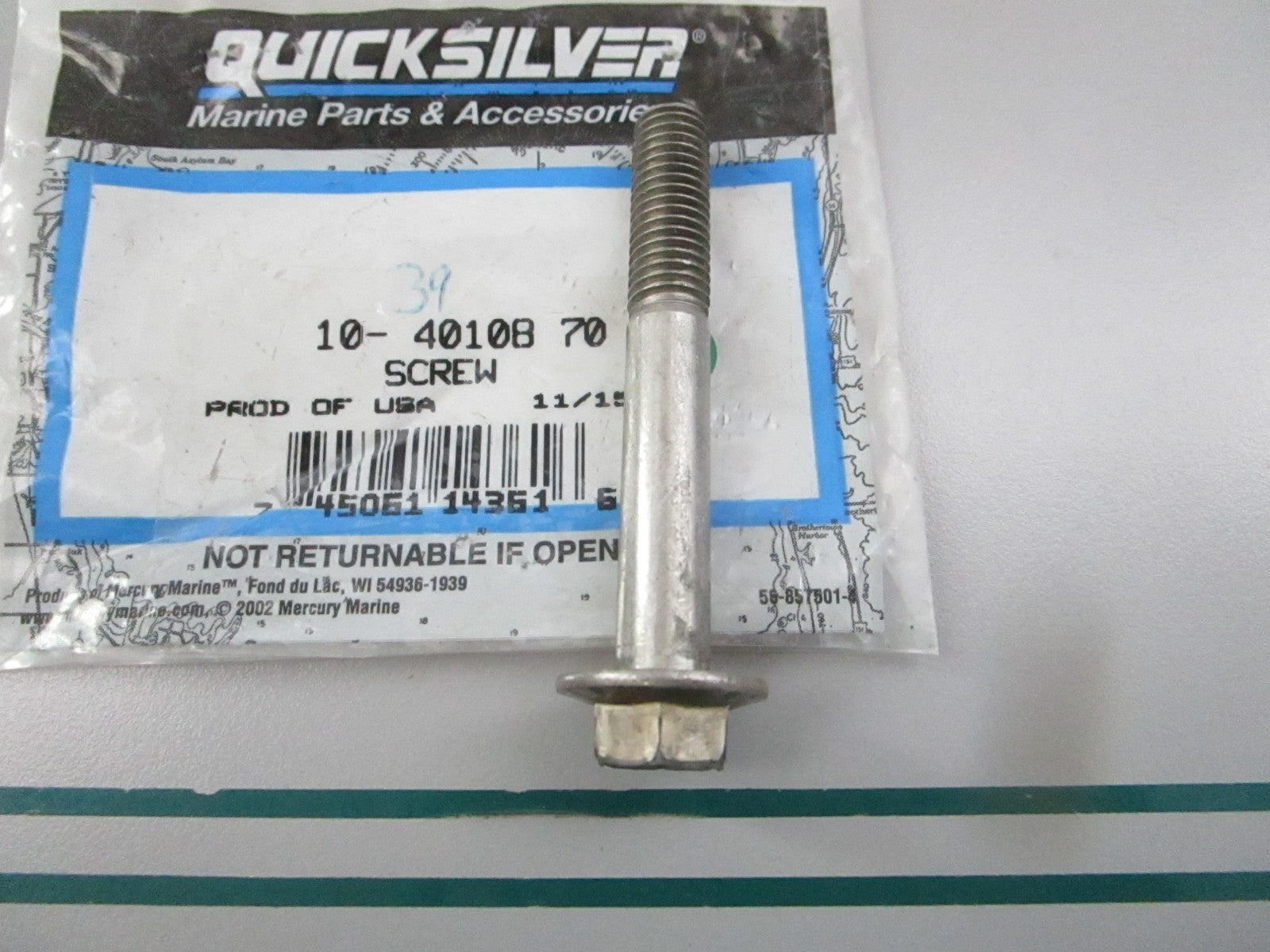 NEW OEM 10-40108 70 Mercury Quicksilver Screw 0810