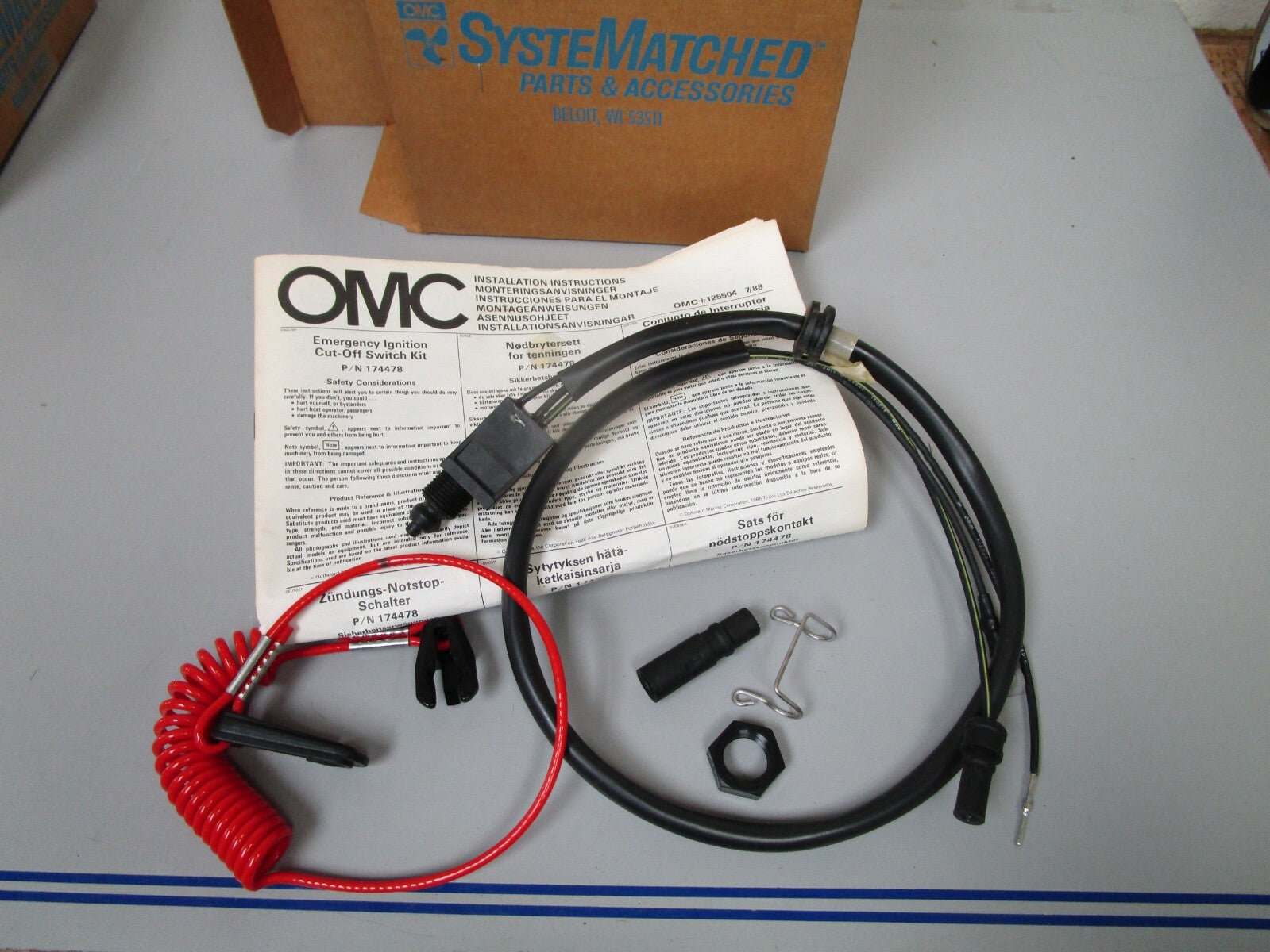 *NEW OEM* 0720 OMC Johnson Evinrude Ignition Cut Off Switch Kit 174478 0174478